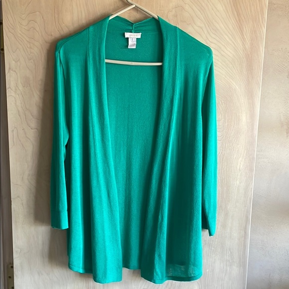 Chico’s Cardigan Open Front Lightweight Emerald Green Women’s Sz: M - Picture 1 of 11